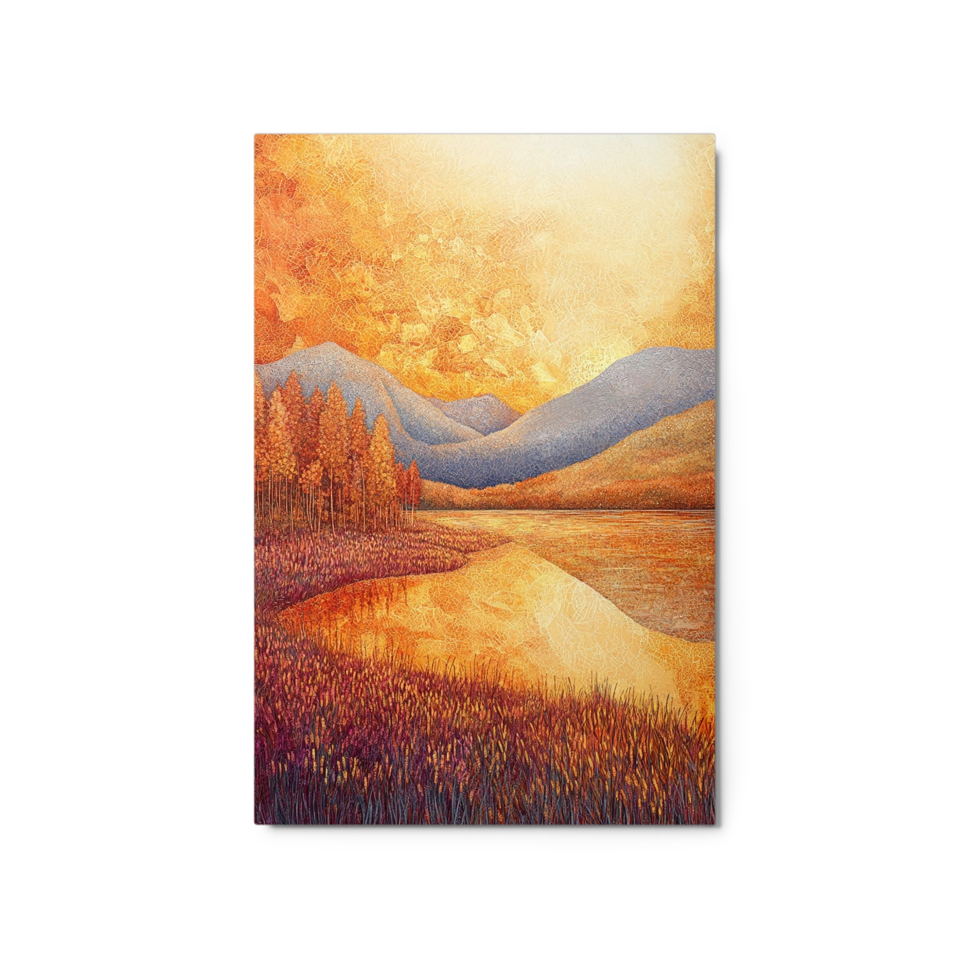 Impressionistic Landscape with Lake and Mountains