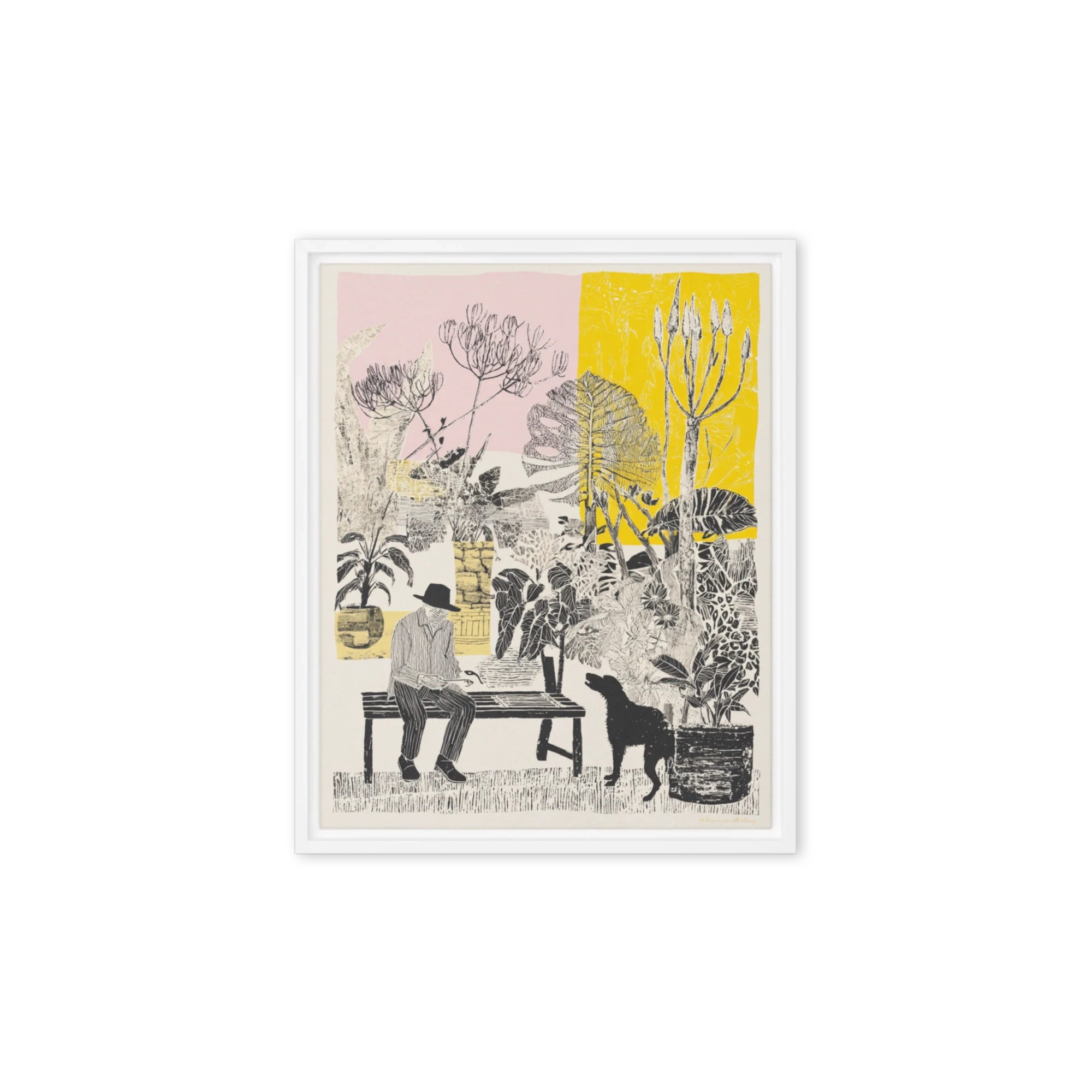 Man on Bench with Dog