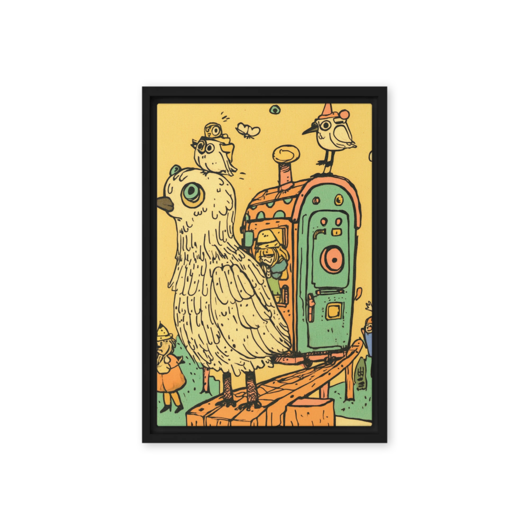 Whimsical Bird Train Illustration