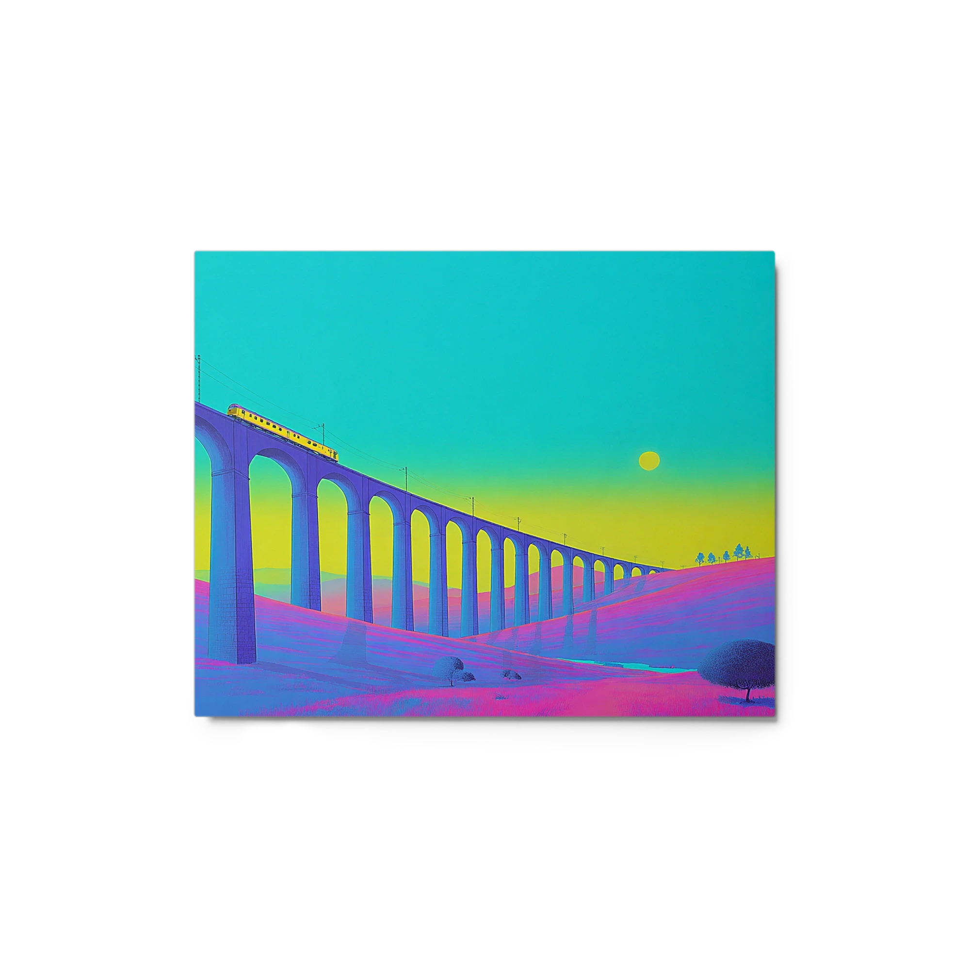 Yellow Train on Viaduct