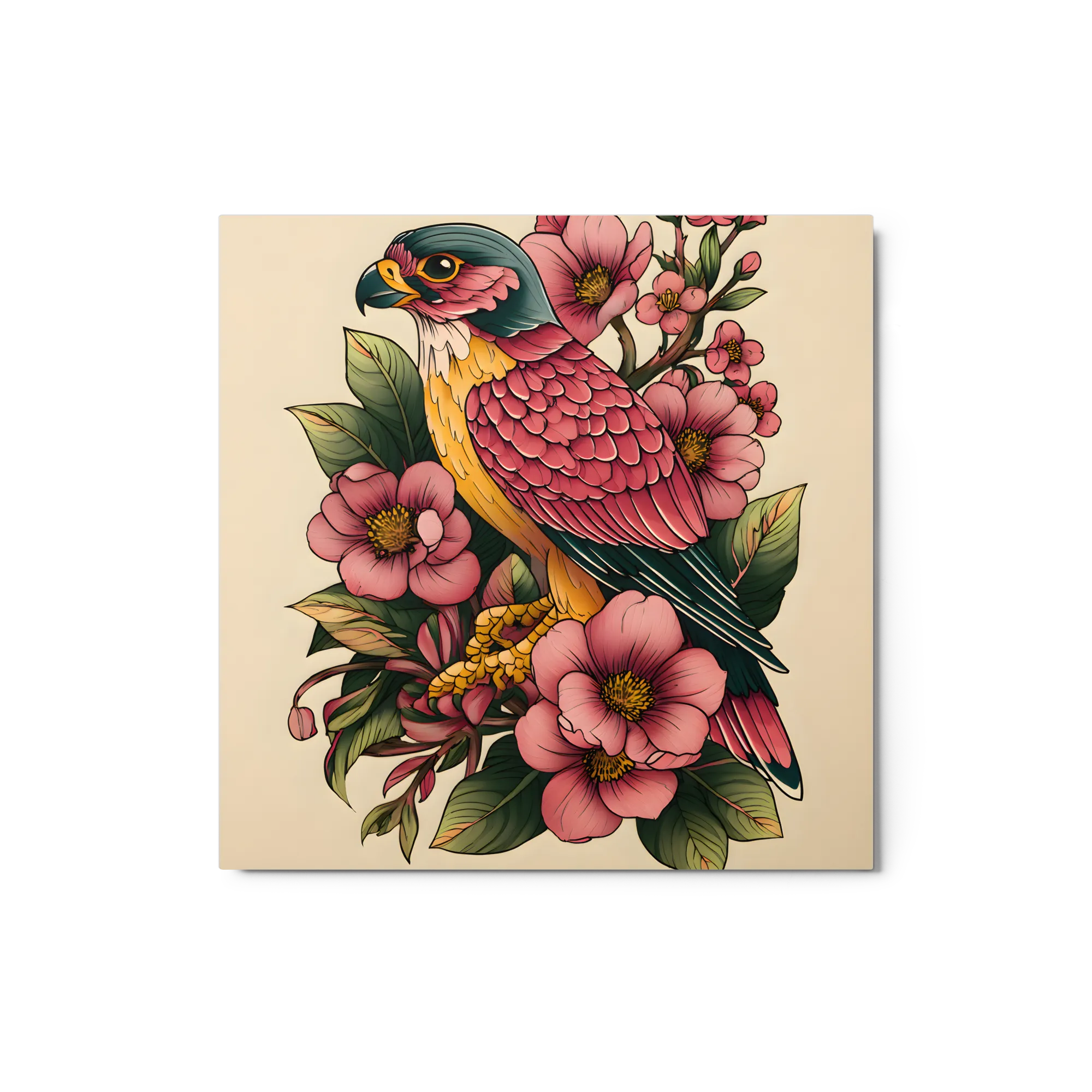 Falco Néo-Tradizionale e Fiori