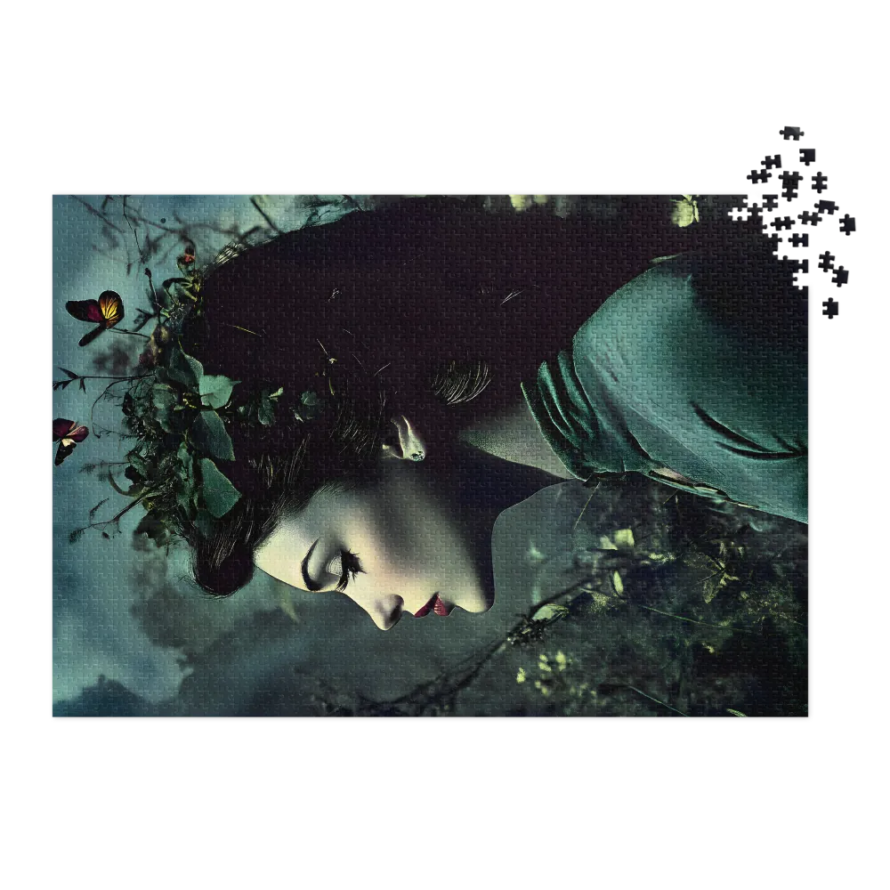 Surreal Portrait of Woman with Butterflies
