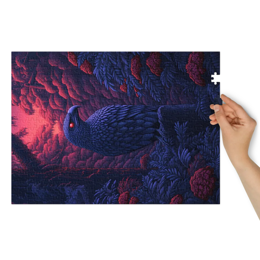 Crimson-Eyed Guardian 
 Jigsaw Puzzle in Tin Box