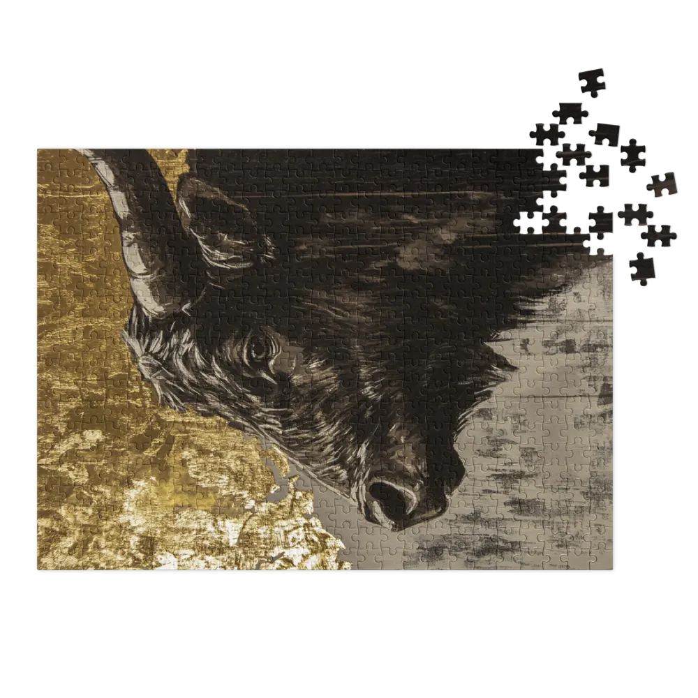 Bull Head in Gold and Black