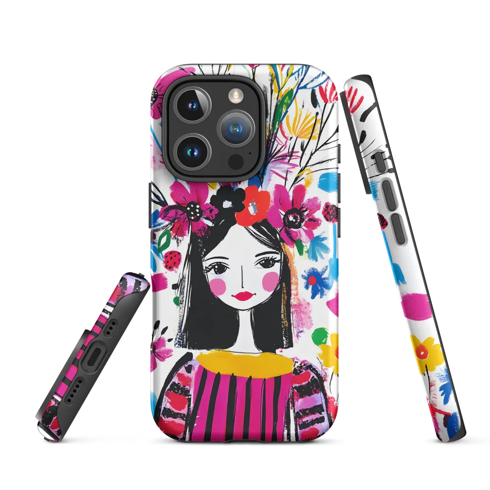 Vibrant Floral Portrait of a Woman | Phone Case
