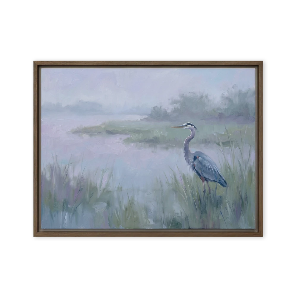 Misty Marsh Heron | Art Print