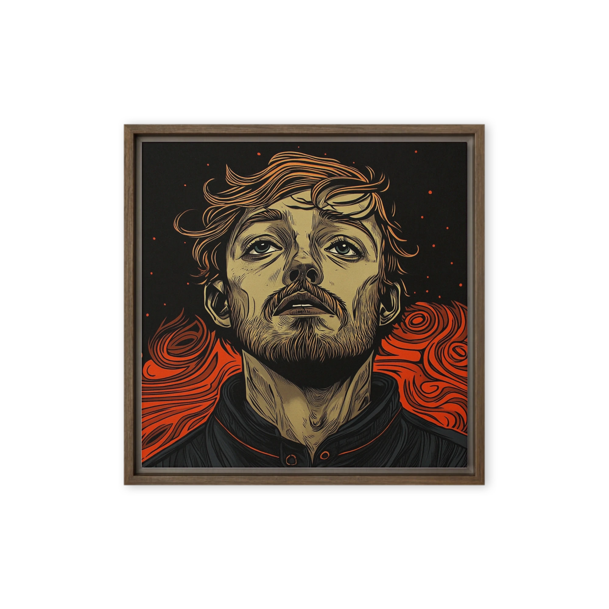 Portrait of a Man in Black and Orange