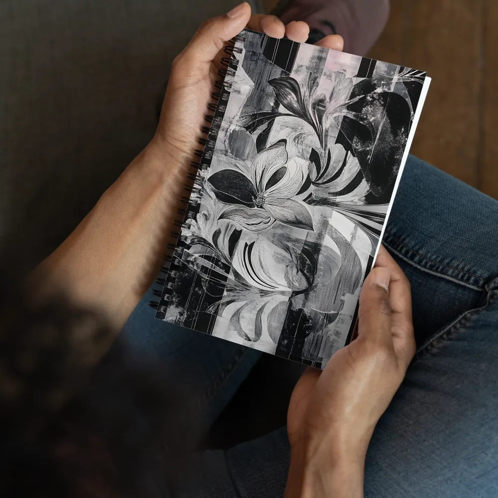 Monochrome Floral Abstraction 
 Spiral Notebook | 140 pages