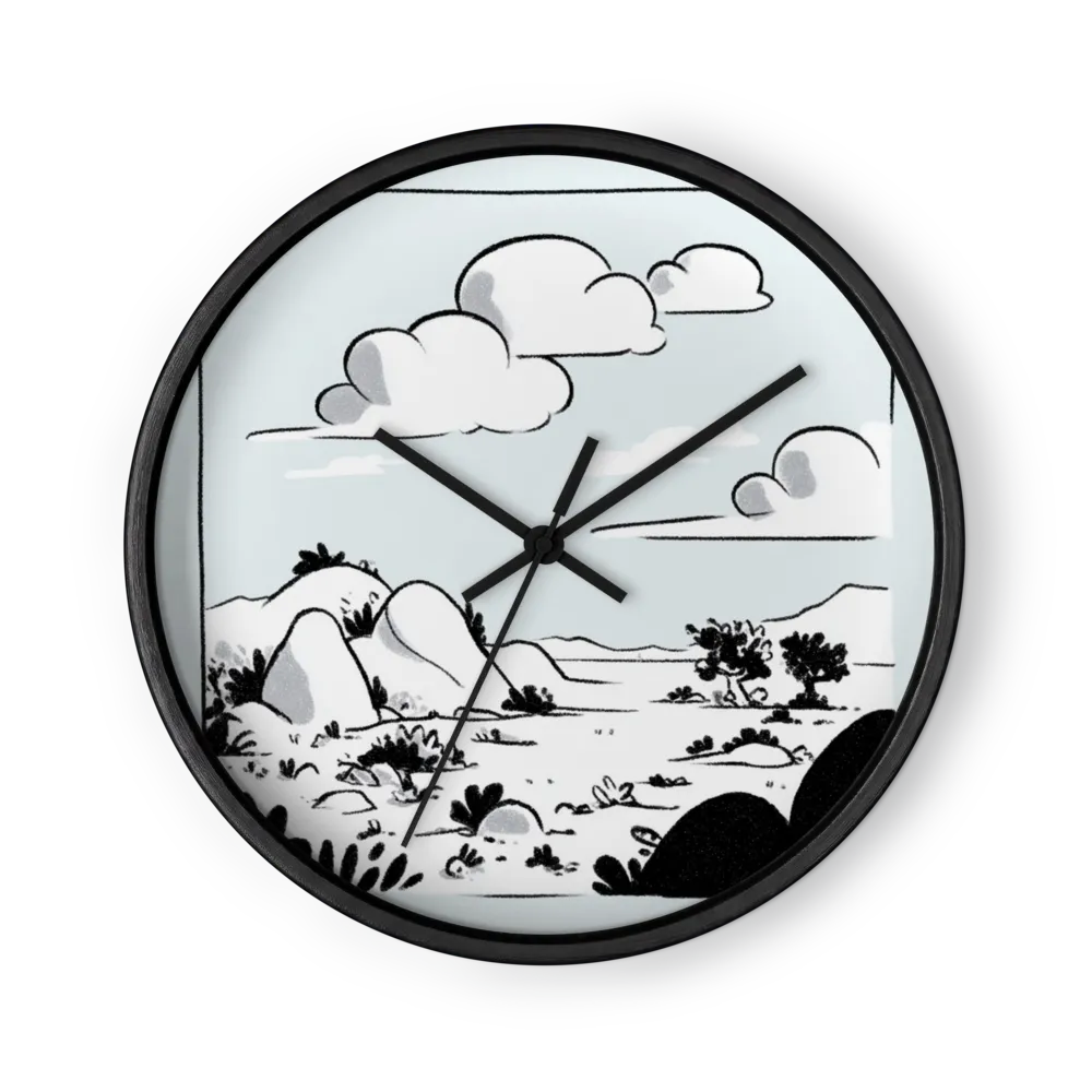Desert Horizon under Cumulus Clouds | Wall Clock