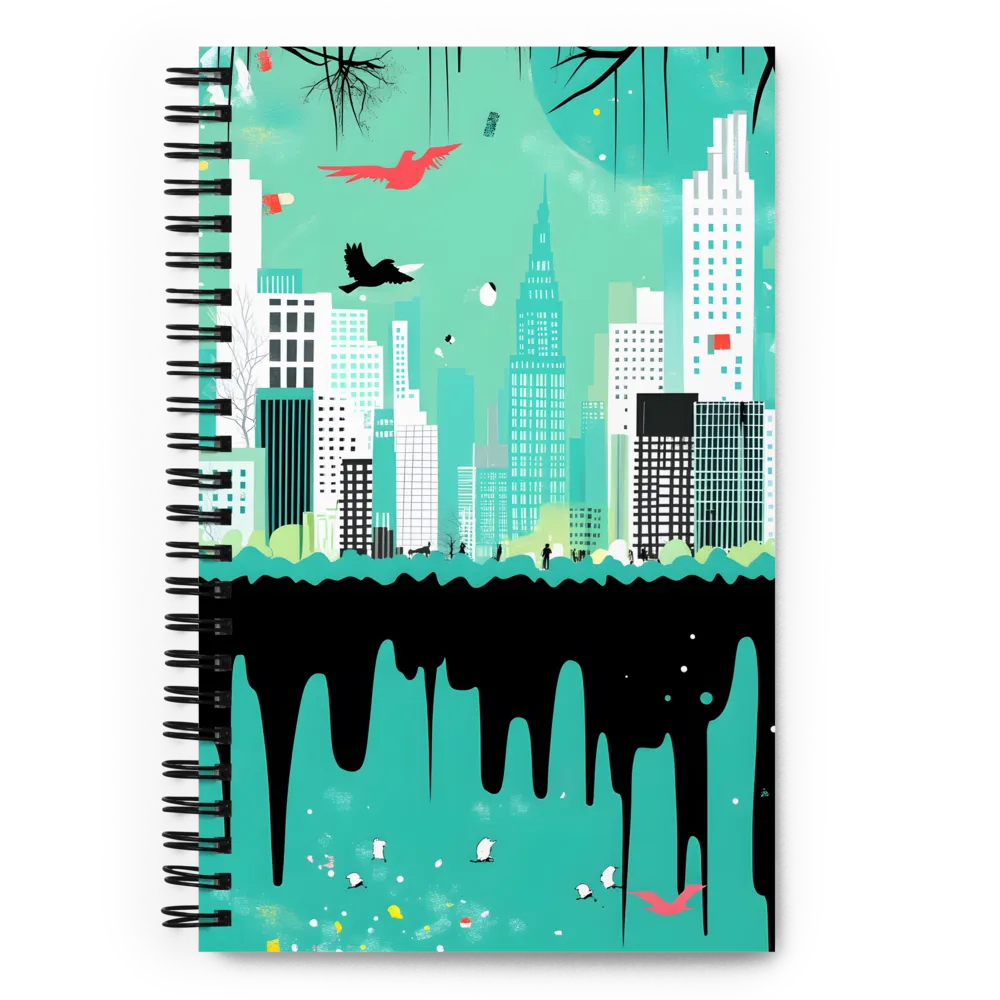 Urban Dreamscape with Birds 
 Spiral Notebook | 140 pages