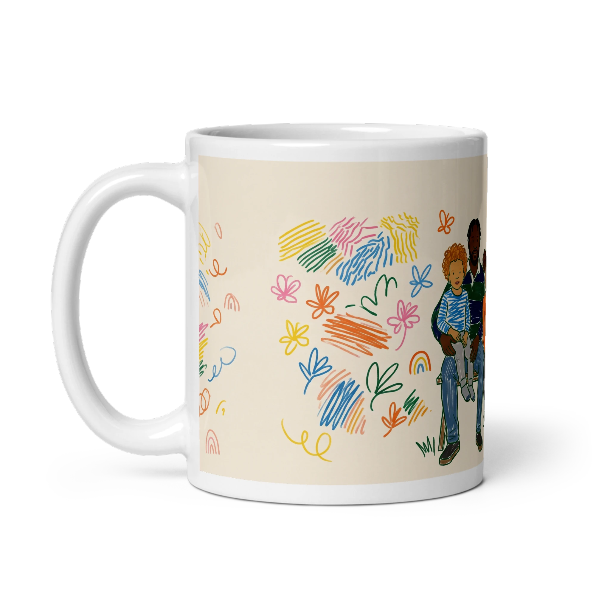Family Portrait Mug — Rainbow Scribble