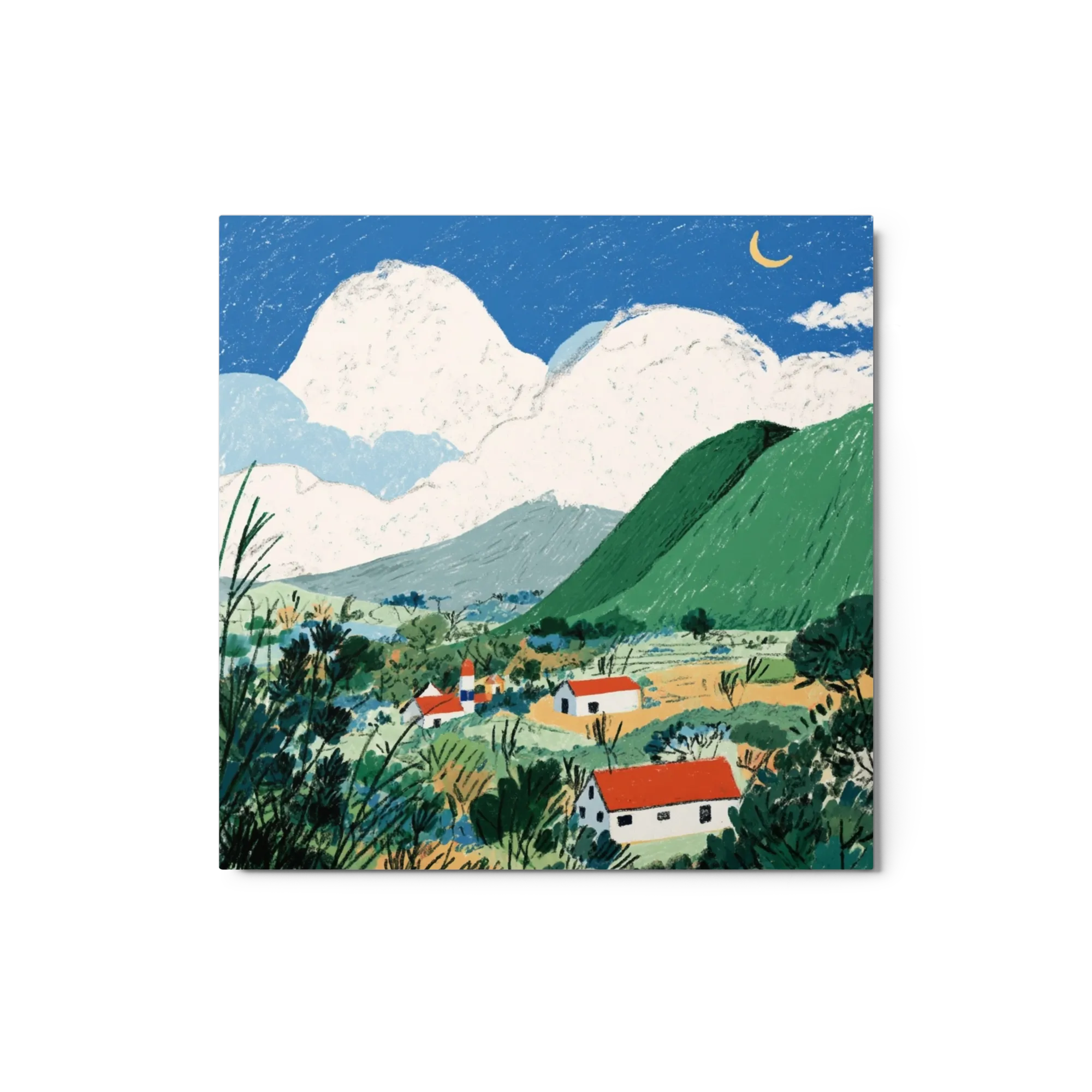 Village Beneath Crescent Moon