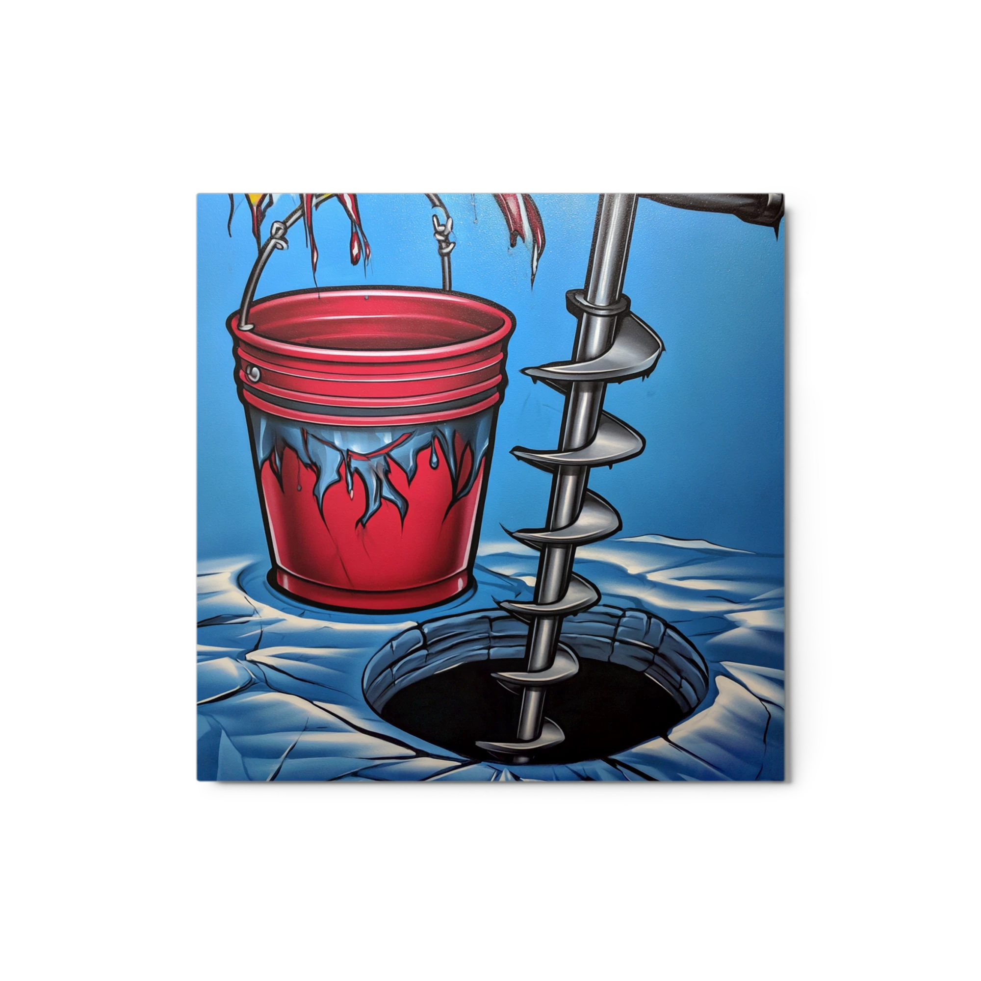 Red Bucket and Ice Auger