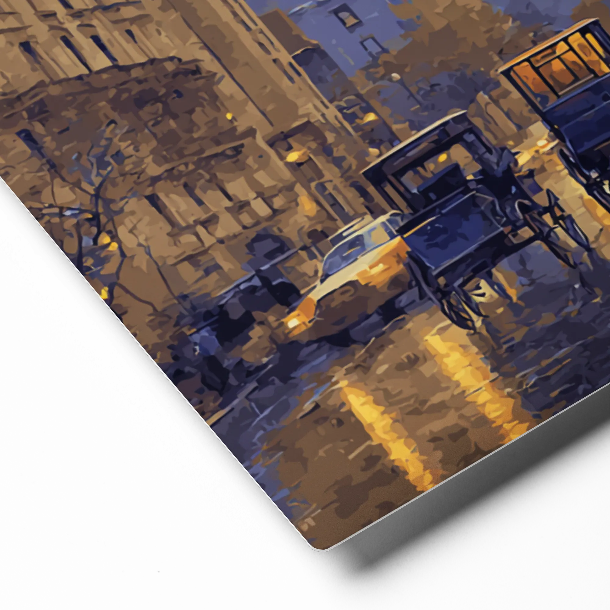 Echoes of a Rainy Boulevard 
 Poster with White Frame | 18″x 18″