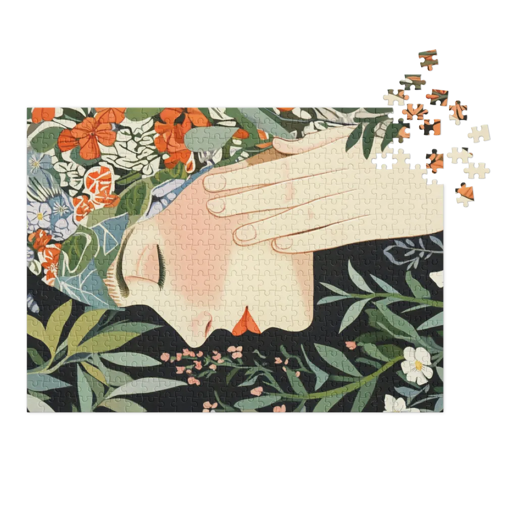 Floral Headdress Woman Profile