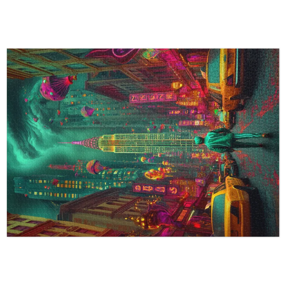 Cidade Neon do Futuro 
 Puzzle em caixa de metal