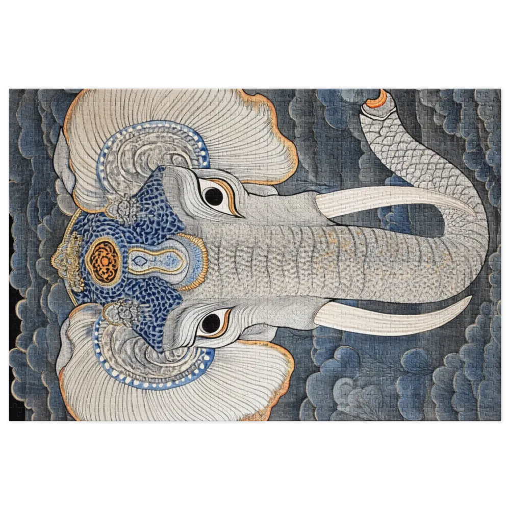 Retrato de Elefante Ornamentado 
 Puzzle em caixa de metal