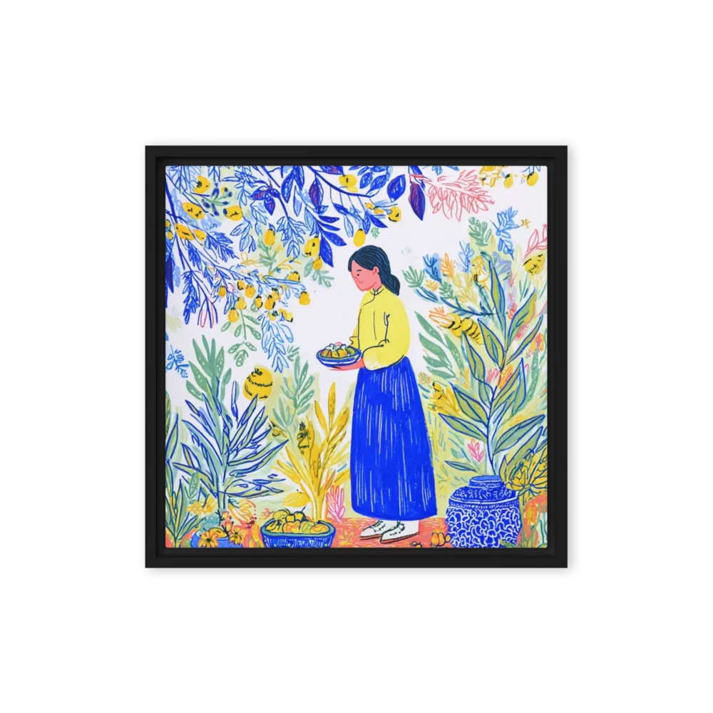 Lemon Harvest Garden 
 Poster with Black Frame | 14″x 14″