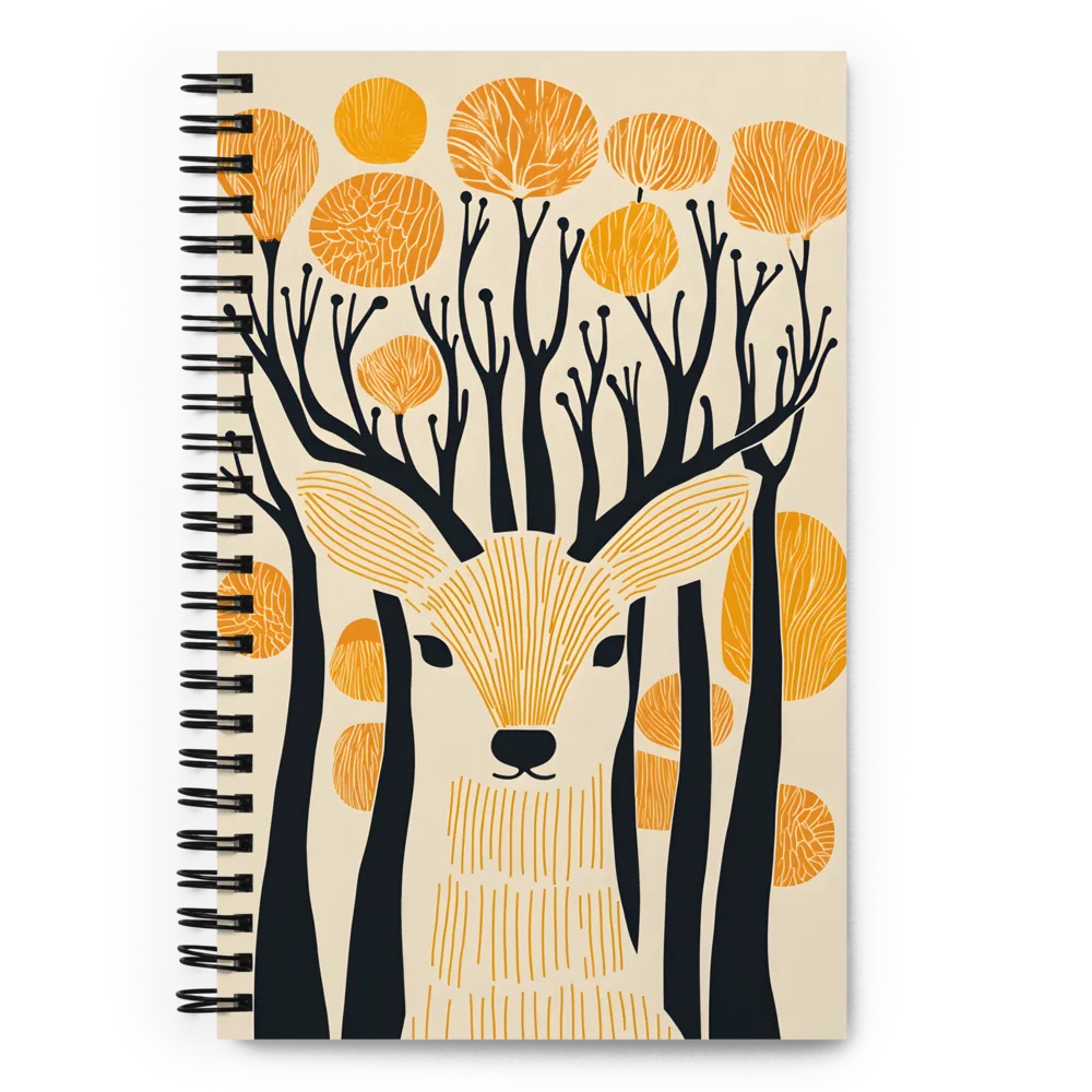 Woodcut Forest Deer 
 Spiral Notebook | 140 pages