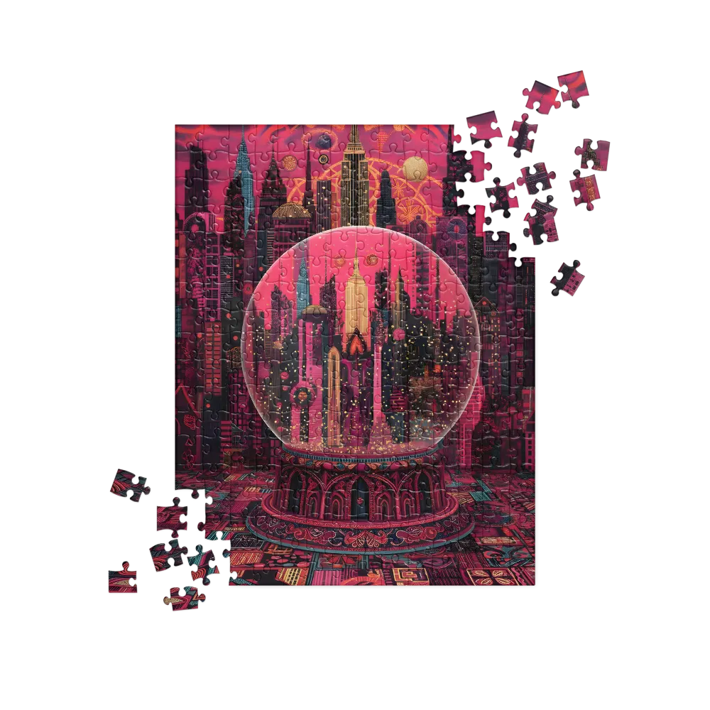 Magenta City Globe 
 Jigsaw Puzzle