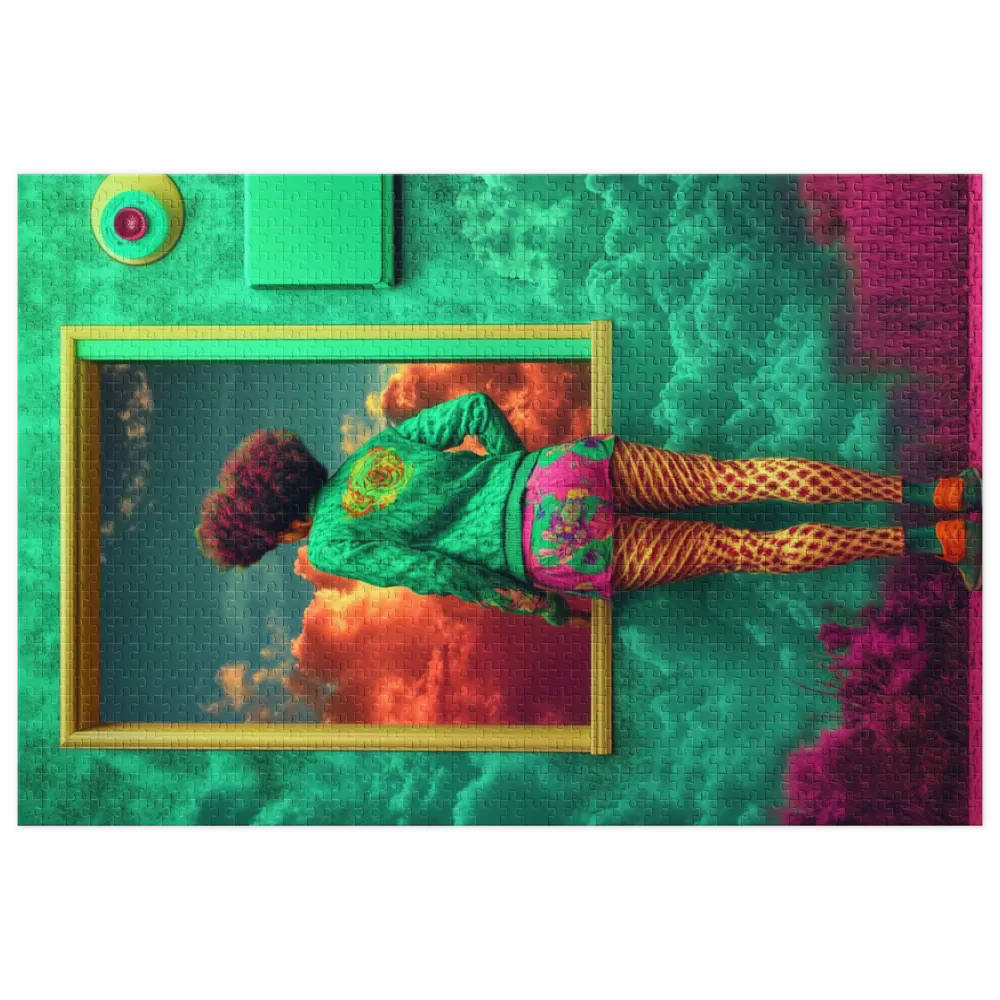 A Glimpse Beyond the Teal Walls 
 Jigsaw Puzzle in Tin Box