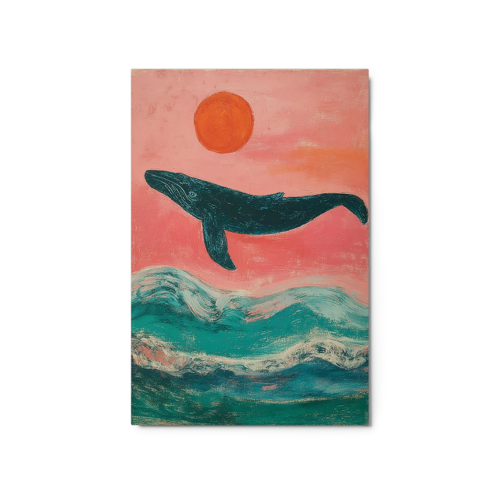 Whale and Crimson Sun | Art Print