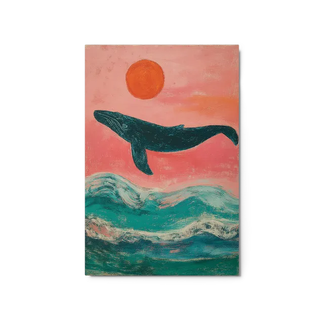 Whale and Crimson Sun | Art Print