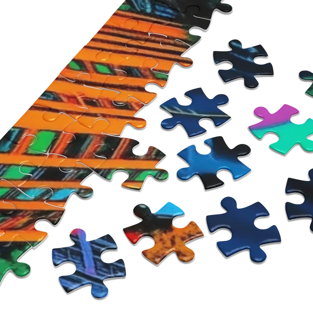 Cidade Neon Vista de Cima 
 Puzzle em caixa de metal