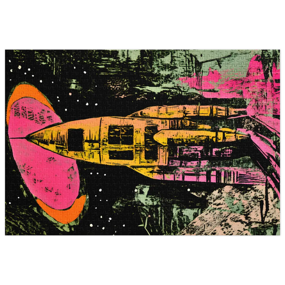 Retro Sci-Fi Launch 
 Jigsaw Puzzle in Tin Box