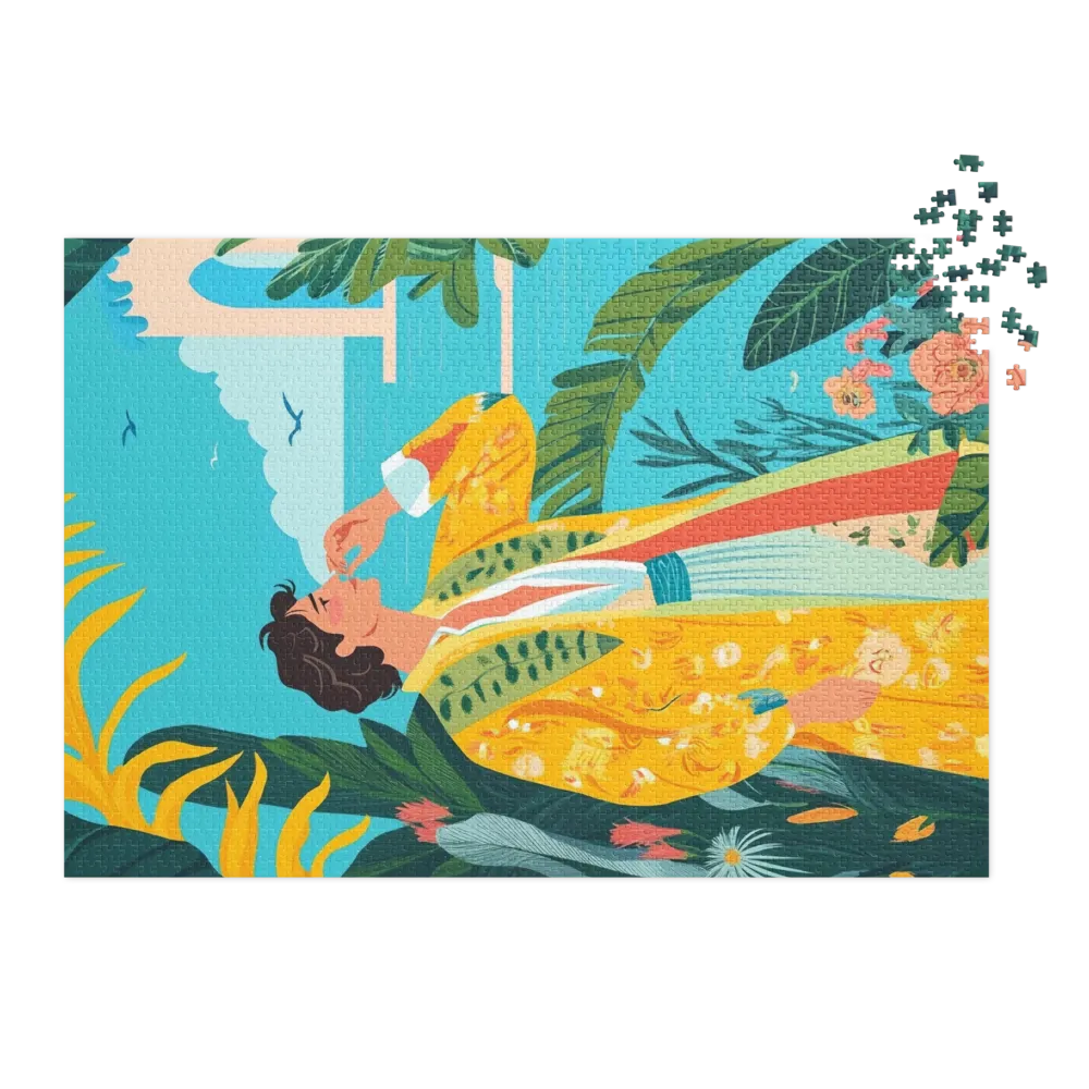 Stylish Man in Tropical Setting