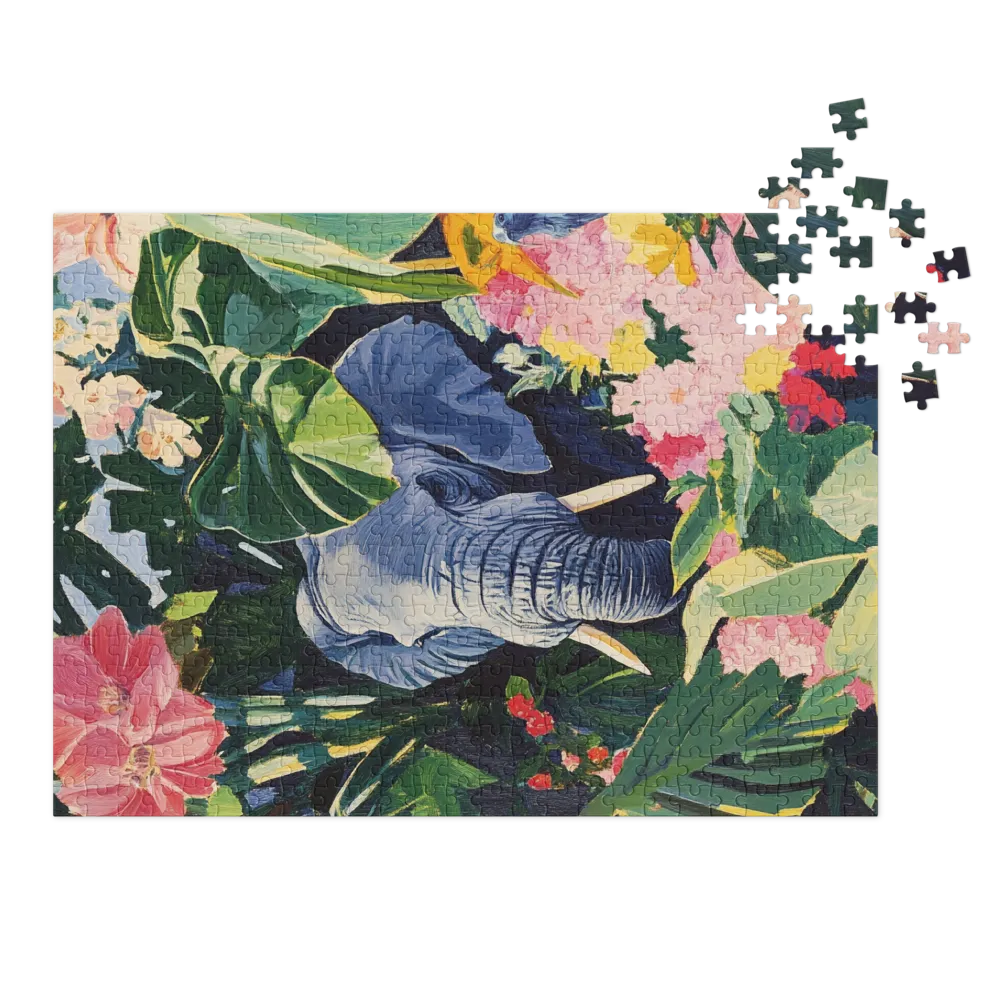 Elephant in Bloom 
 Jigsaw Puzzle in Tin Box