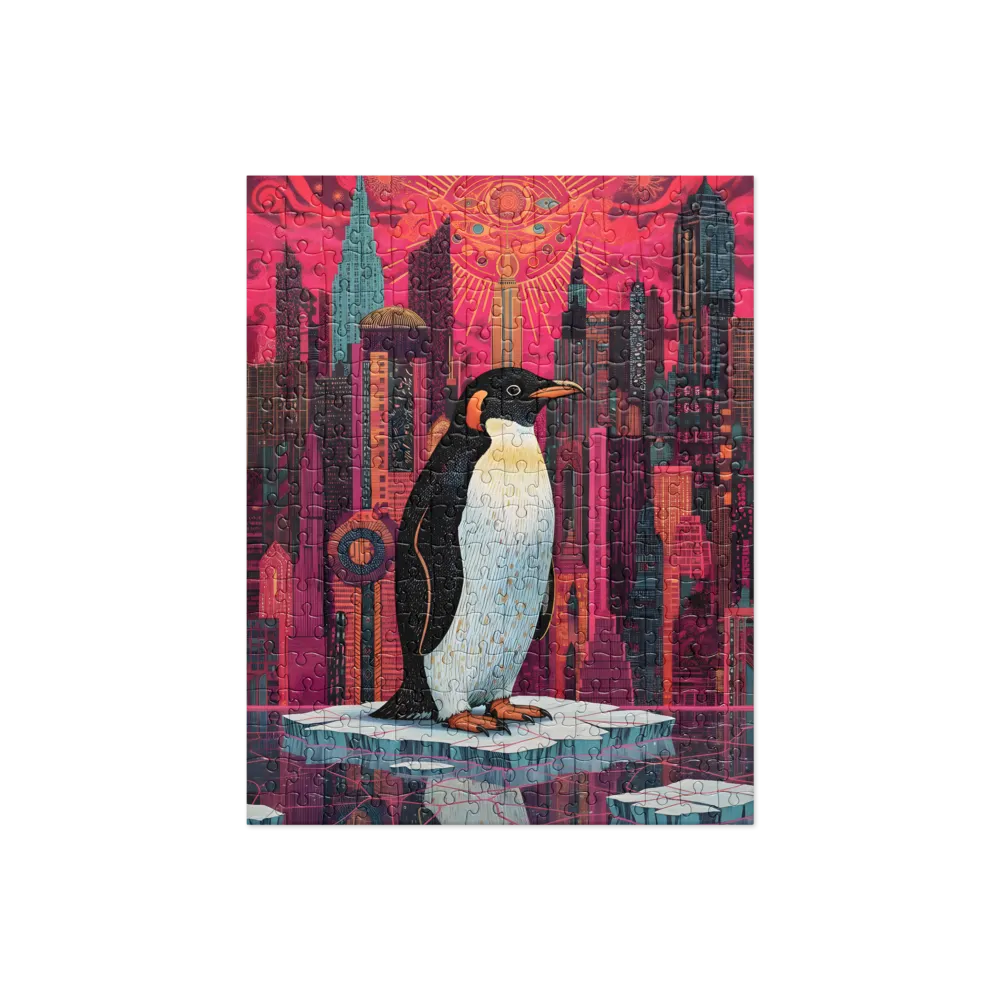 Neon City Penguin 
 Jigsaw Puzzle in Tin Box
