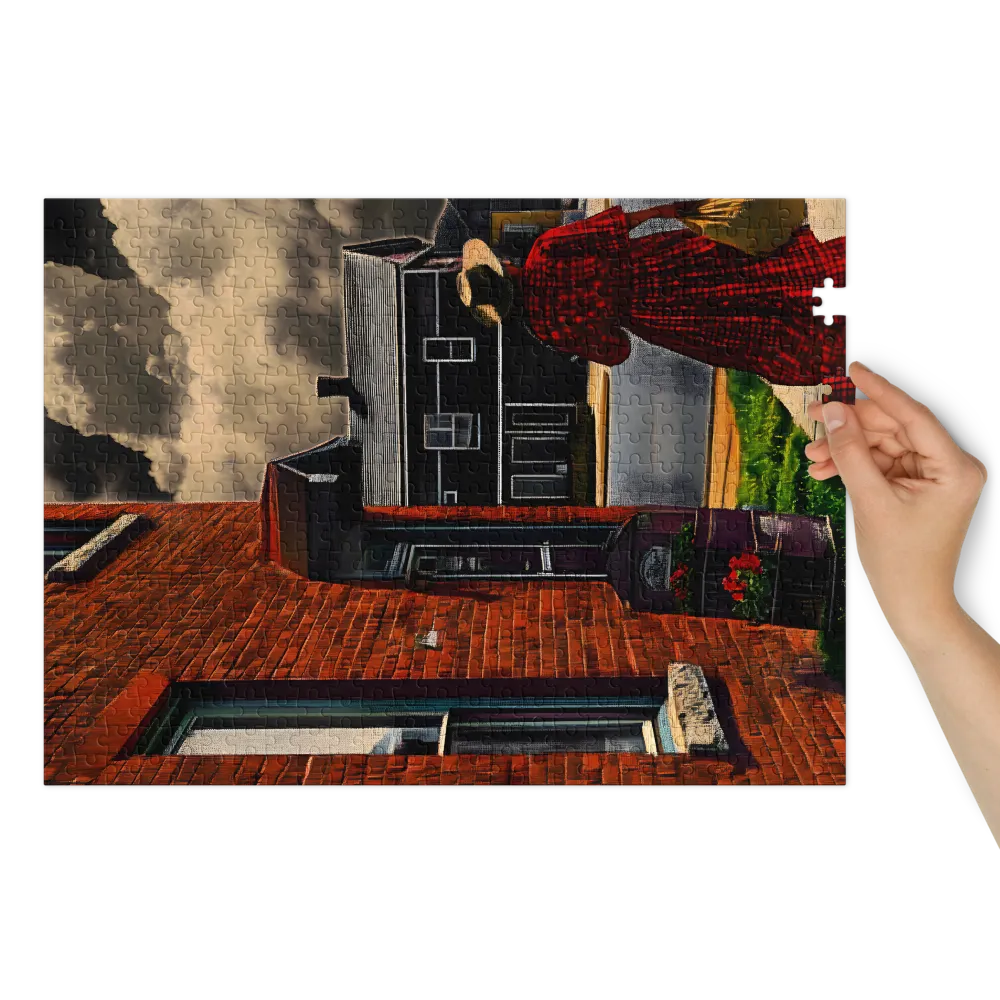 Woman on Red Brick Street | Jigsaw Puzzles