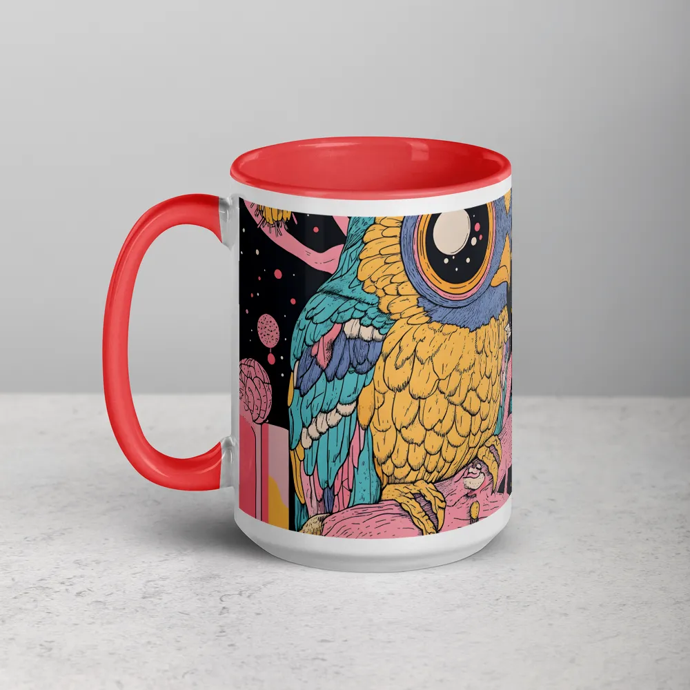Cosmic Owl Guardian 
 Mug with Black inside