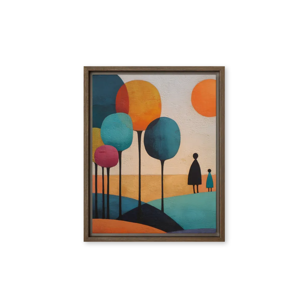 Silent Journey Under the Orange Sun 
 Poster with Red oak Frame | 18″x 18″