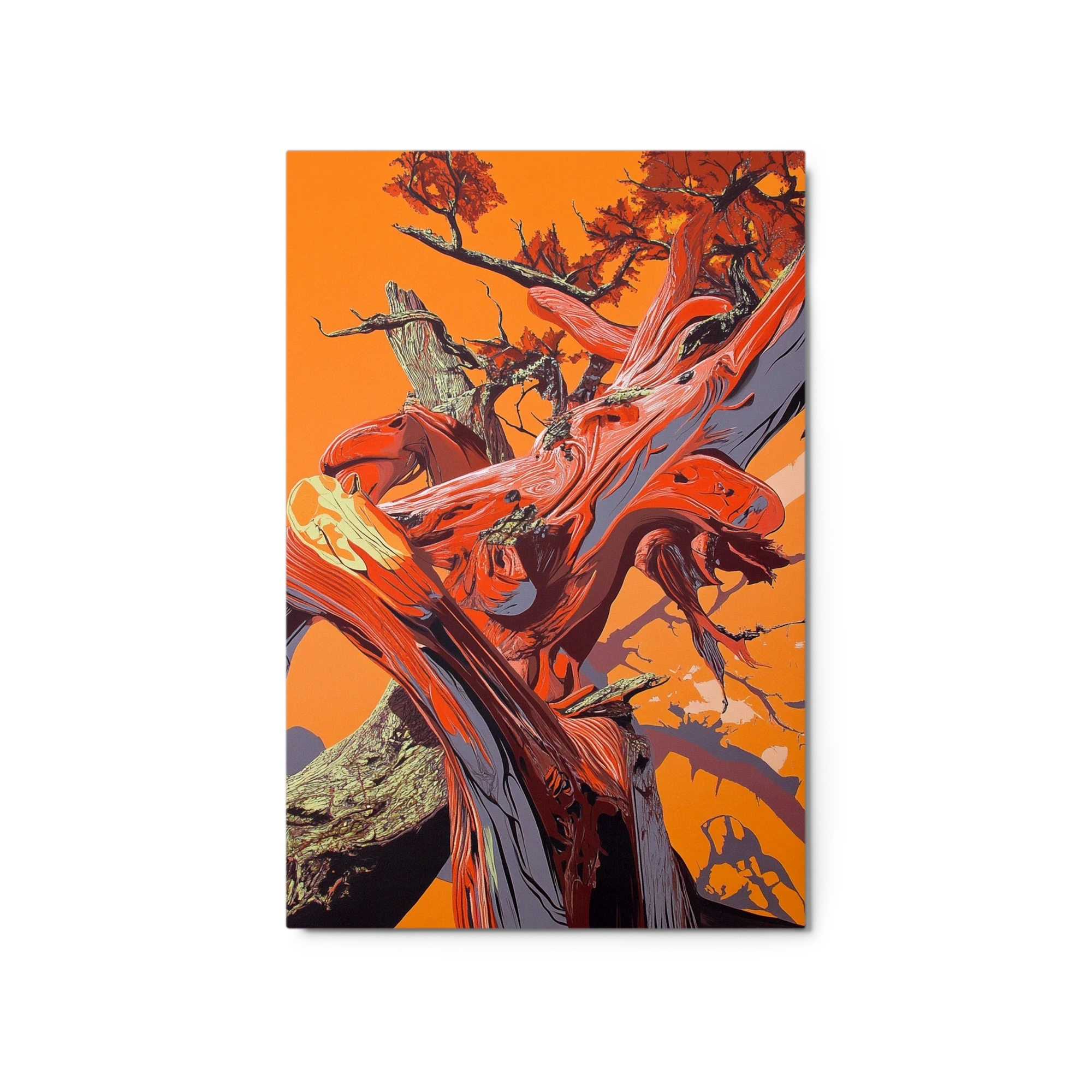 Stylized Tree in Orange and Red