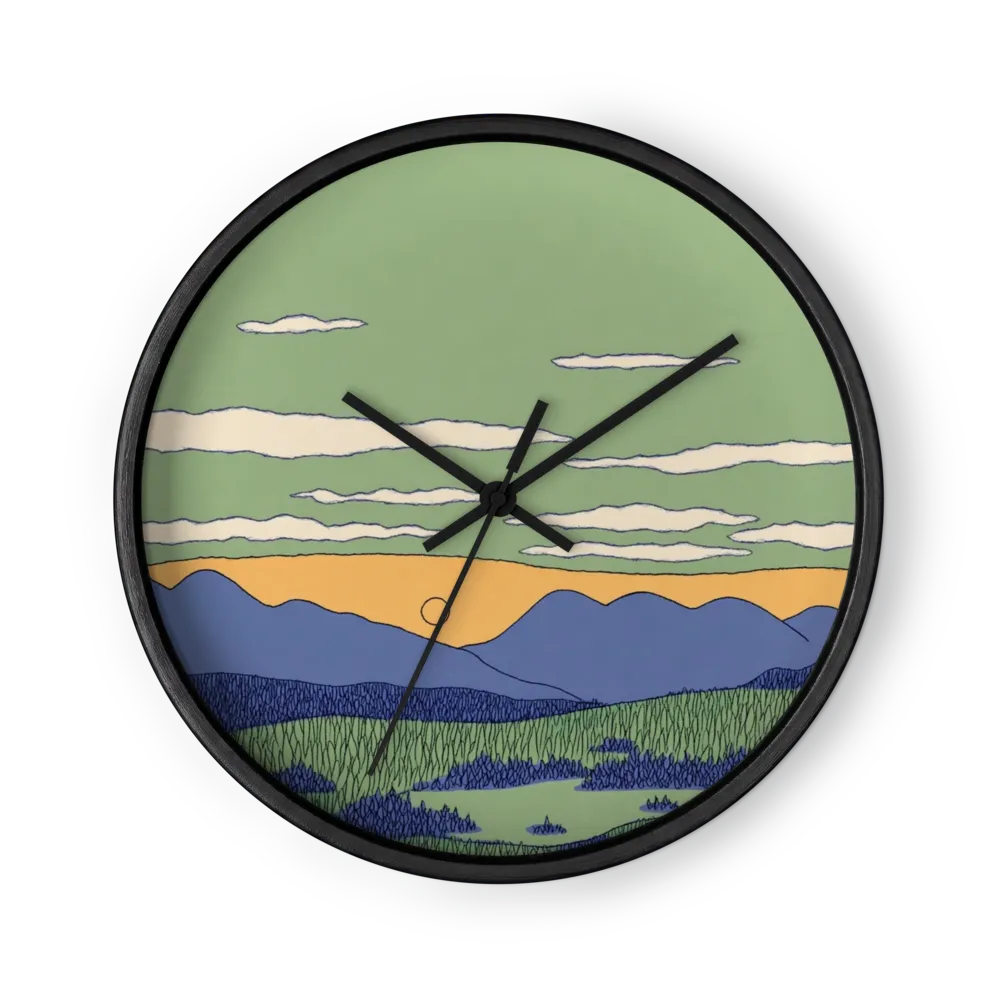 Green Horizon Sunset | Wall Clock
