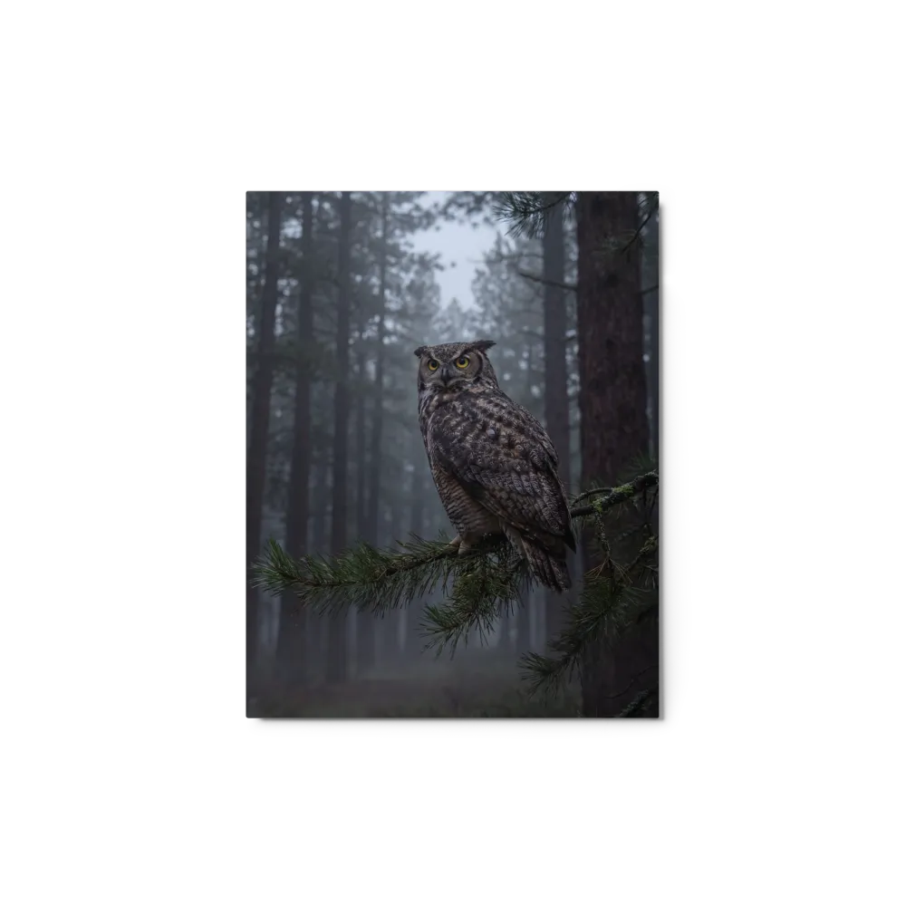 Great Horned Owl in Misty Forest