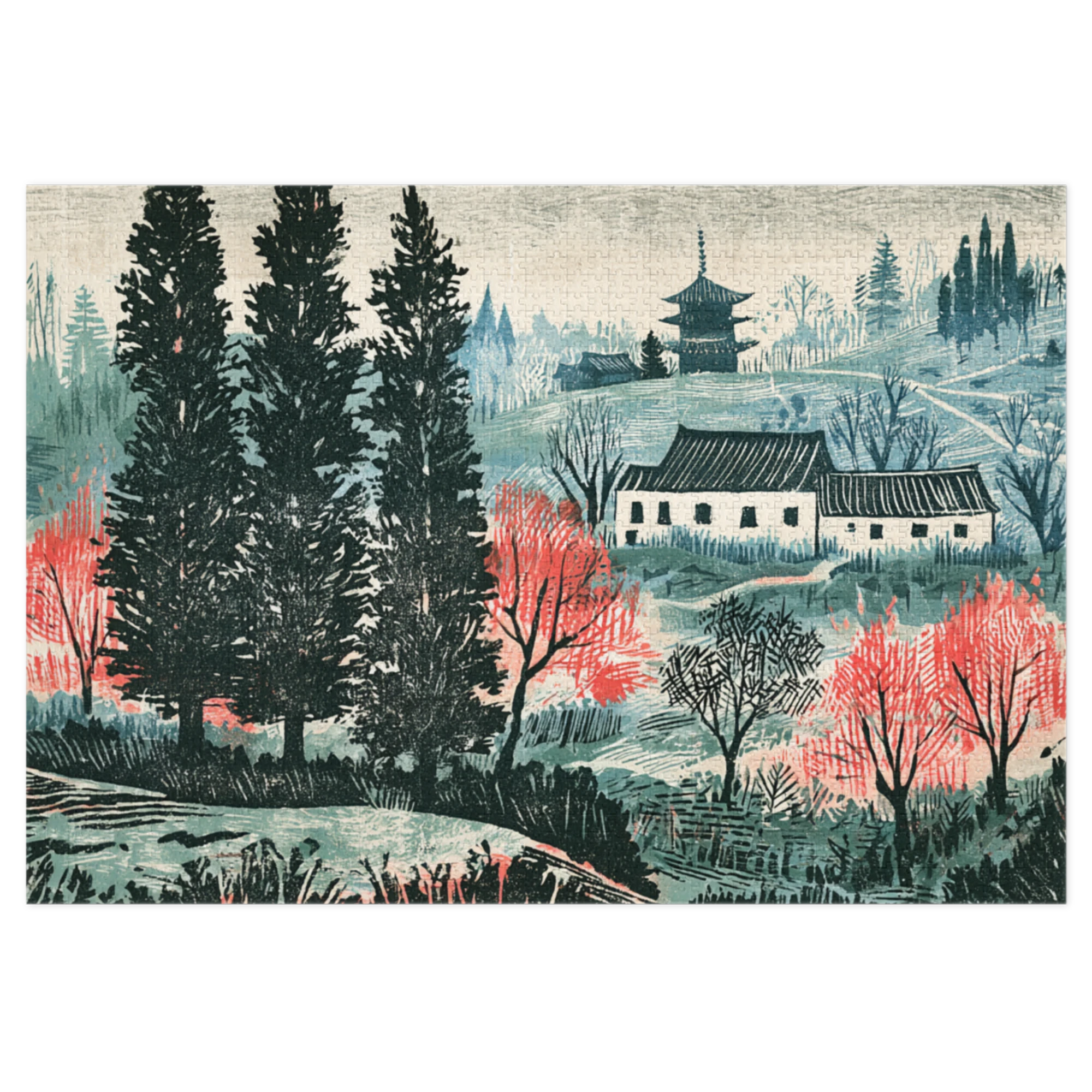 Springtime Pagoda Landscape | Jigsaw Puzzles