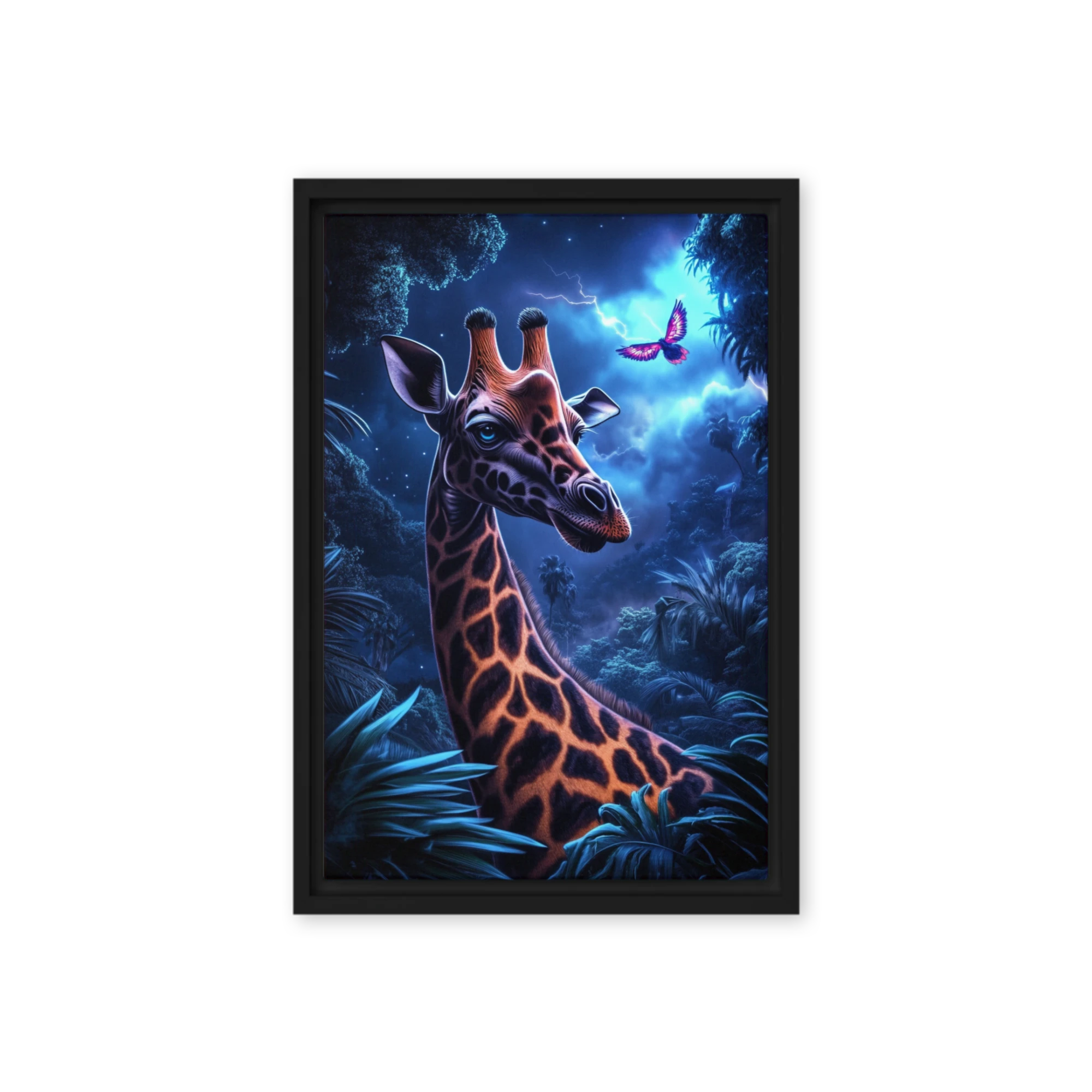 Surreal Giraffe in Tropical Forest