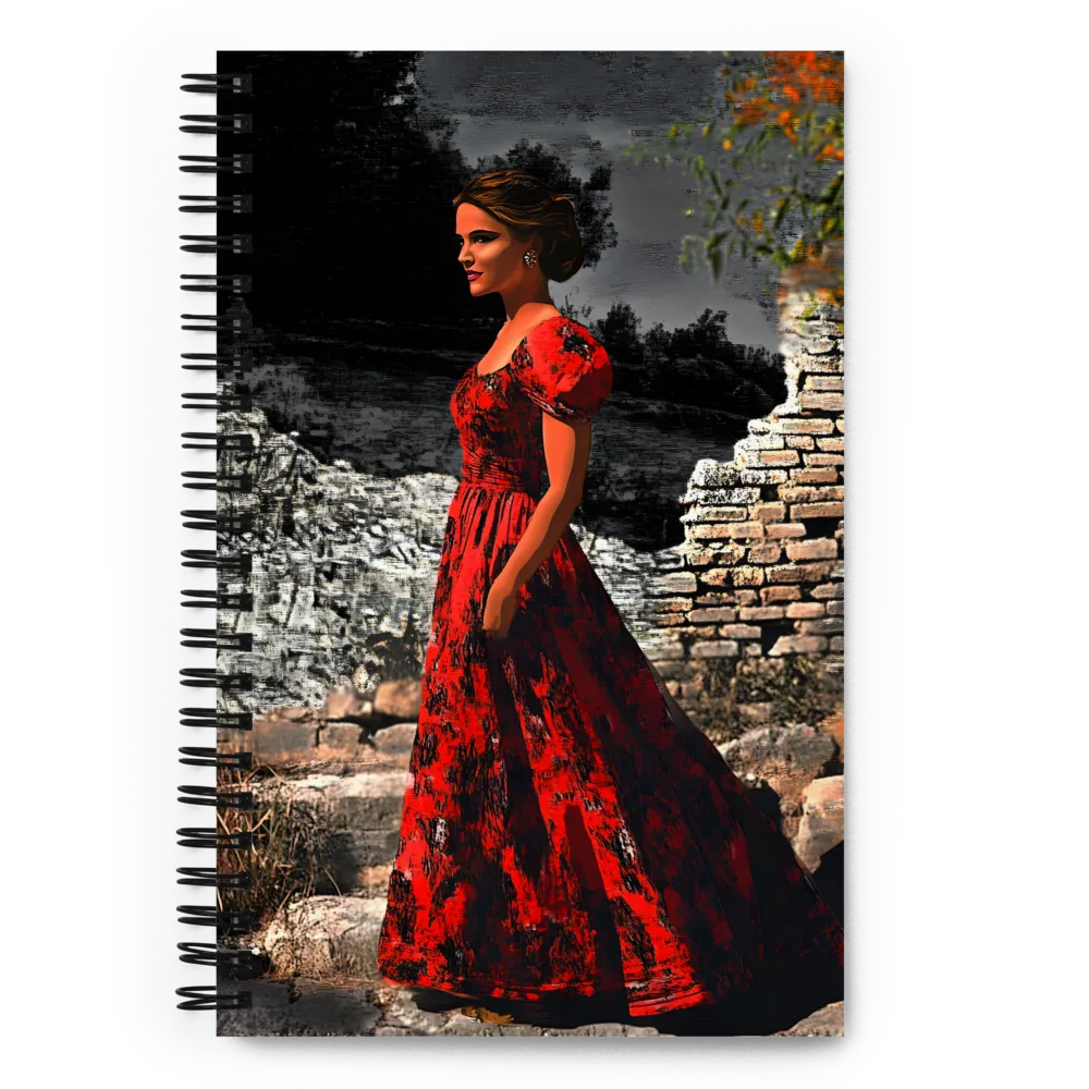 Woman in Red at Ruins 
 Spiral Notebook | 140 pages