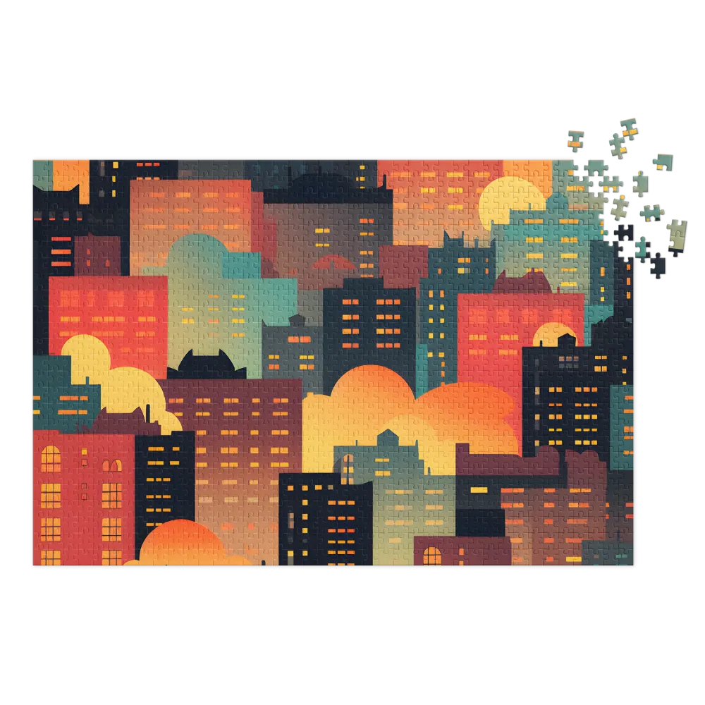 Colorful Cityscape at Sunset | Jigsaw Puzzle (252/520 pieces)