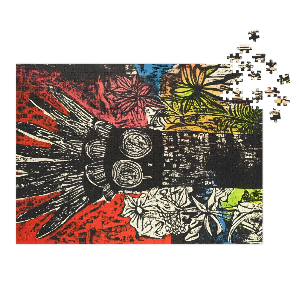 Colorful Mask and Floral Print