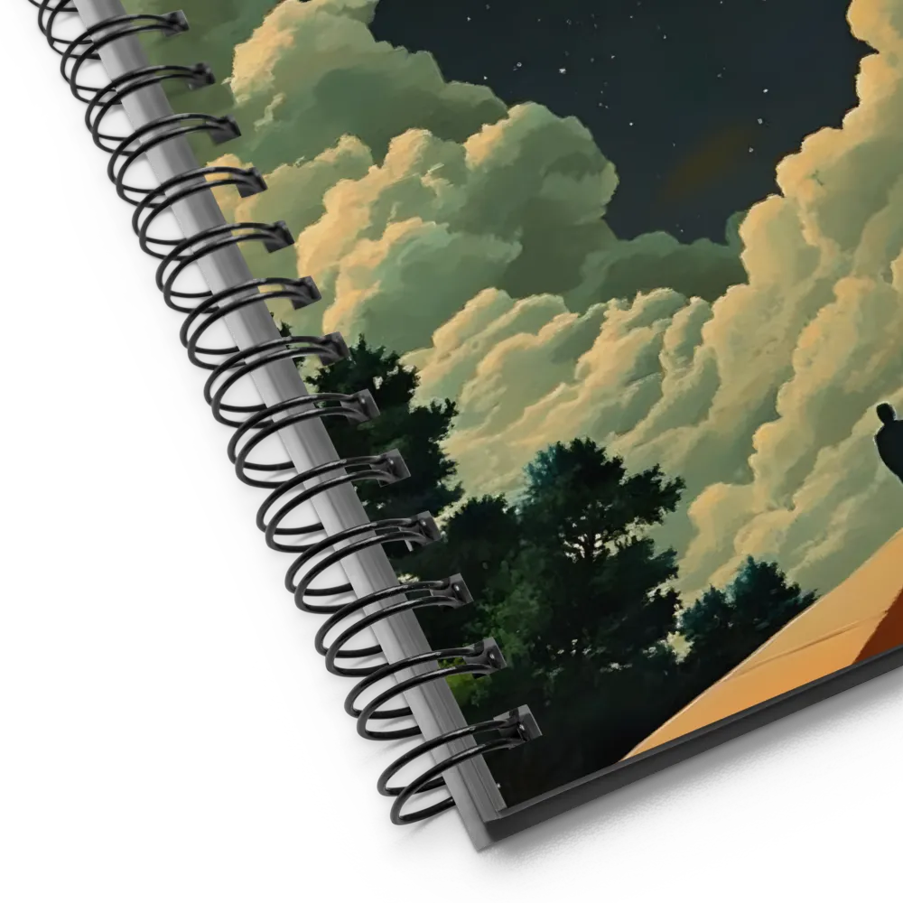 Solitary Figure in a Surreal Cosmic Cityscape 
 Spiral Notebook | 140 pages