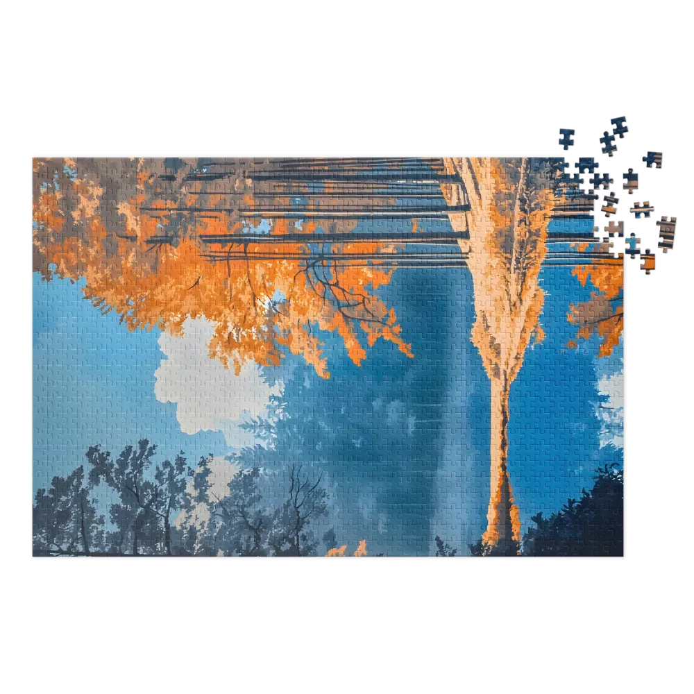 Tranquil Autumn Reflection 
 Jigsaw Puzzle in Tin Box