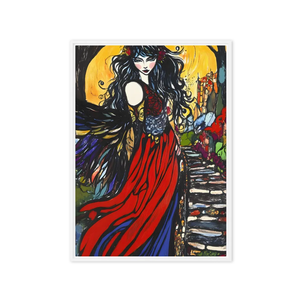 Art Nouveau Winged Woman 
 Canvas with White Frame