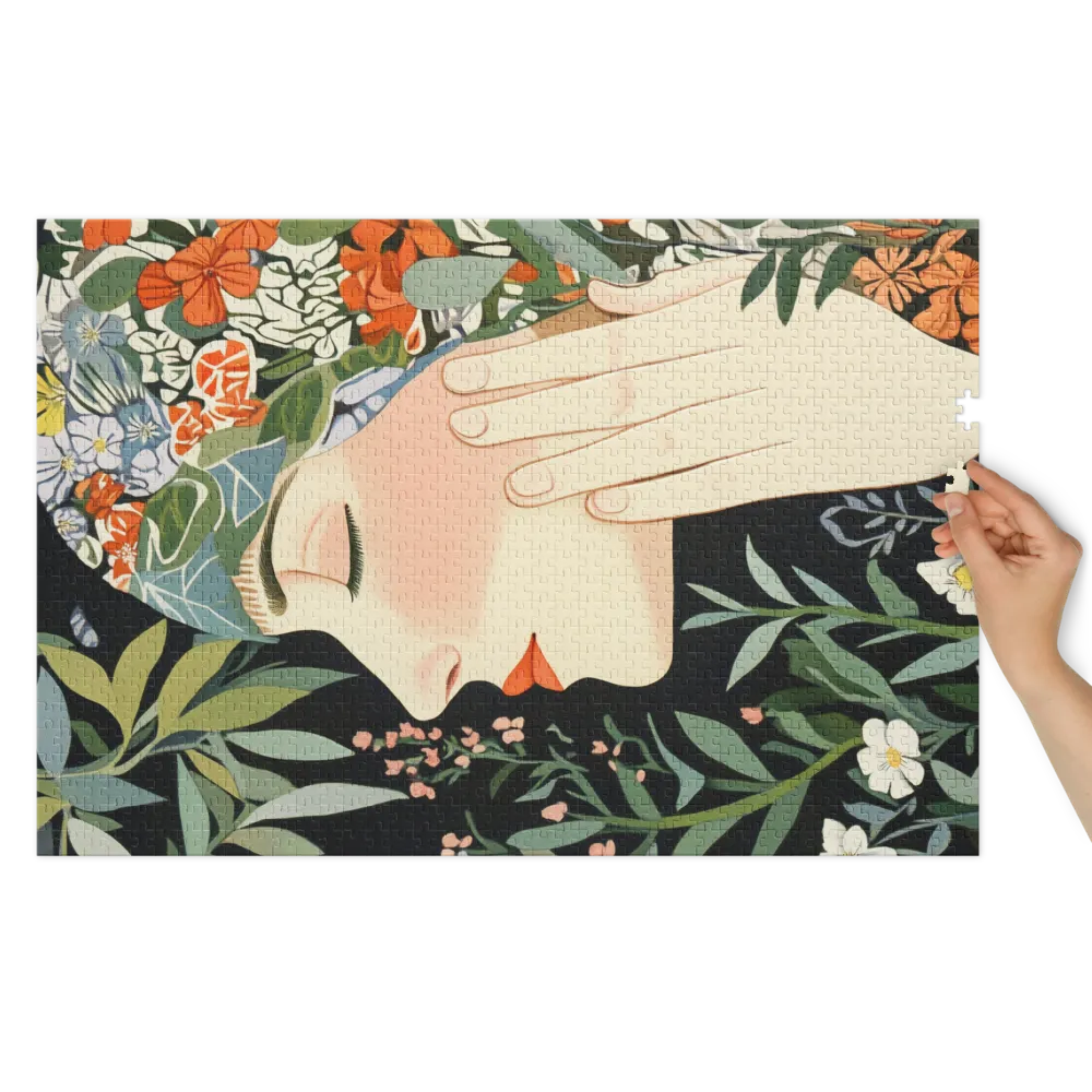 Serene Floral Portrait 
 Jigsaw Puzzle in Tin Box