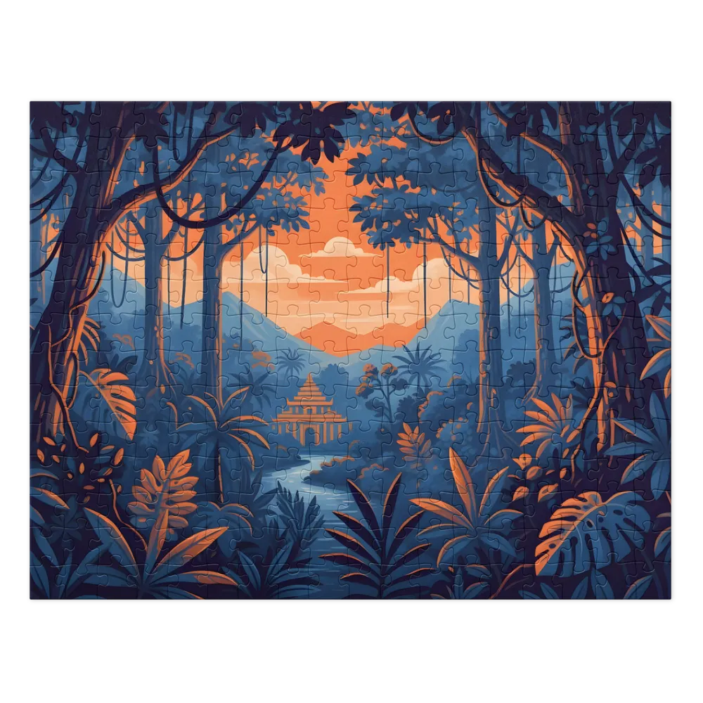 Pagoda al Tramonto Tropicale 
 Puzzle in scatola di metallo