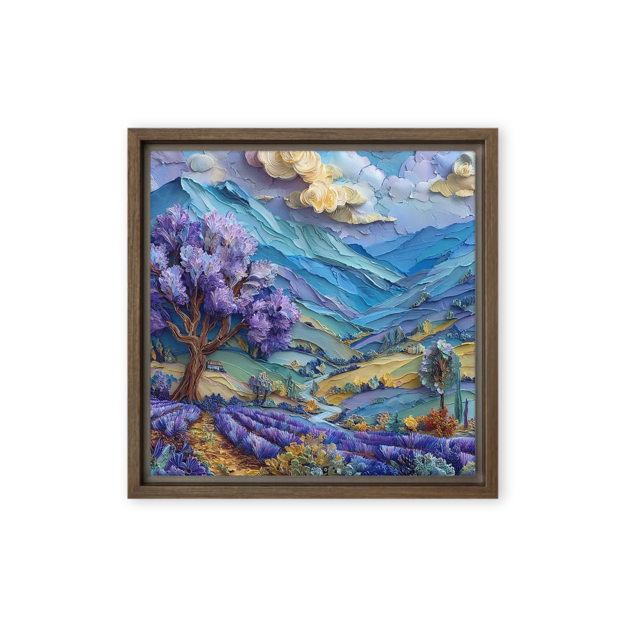 Lavender Fields Under Blue Mountains
