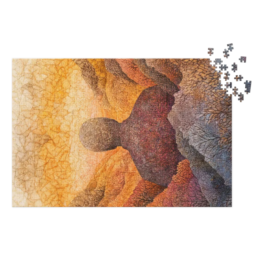 Silhouette in Textured Landscape | Jigsaw Puzzle (252/520 pieces)